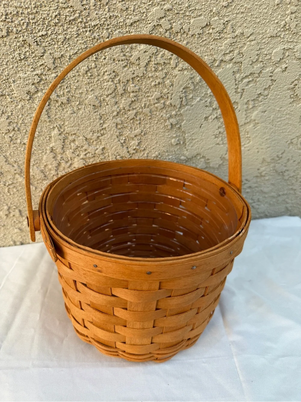 Longaberger Apple Basket or Fruit Basket Round basket with swing handle